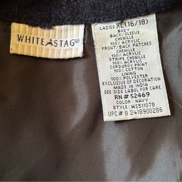 White Stag Blazer Top Size XL Blue Patchwork Floral Lined Button Front - Picture 4 of 10